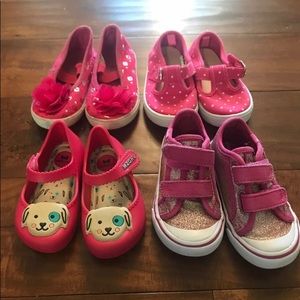 3 pairs of pink shoes. All toddler girl size 6